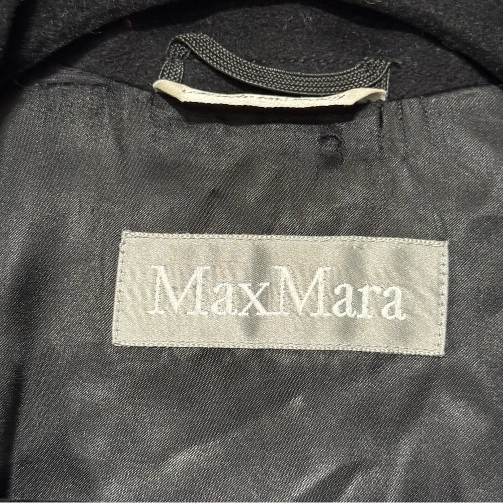 MAX MARA 100% Virgin Wool Made In Italy Double Breasted Black Pea Coat Size 2 - Picture 10 of 14